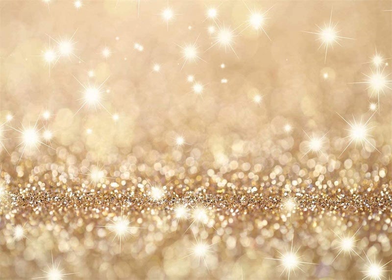 BELECO 7x5ft Bokeh Backdrop Fabric Golden Glitter Backdrop Holiday Twinkle Lights Gold Sparkle Spot Glitter Background Birthday Party Wedding Photoshoot Kids Baby Shower Photo Props - Image 1